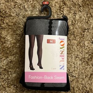Joyspun Black Fashion-Back Seam Hosiery 2 Pair Size M
